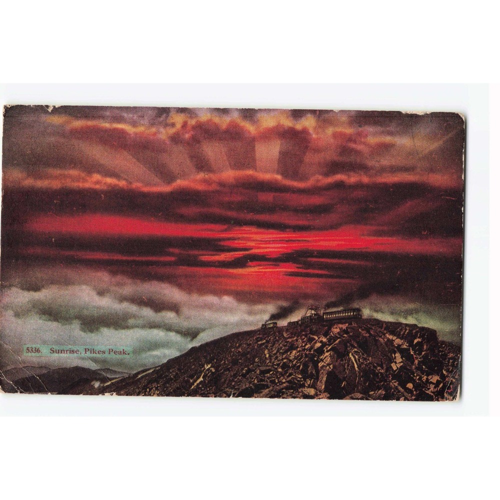 Vintage Sunrise Pikes Peak Colorado Cog Railway Postcard 1909 Postmark VG